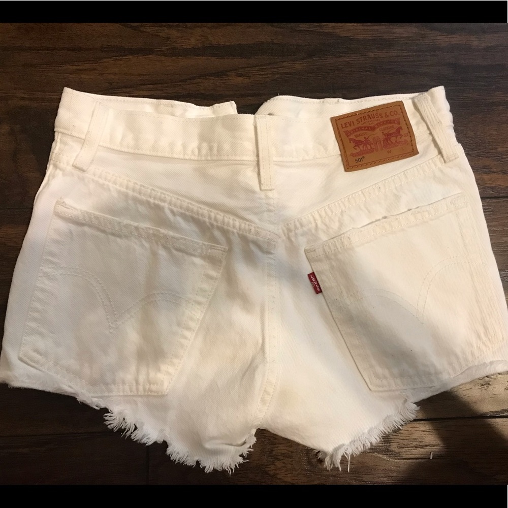 White Levi Denim Shorts